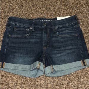 Dark wash denim shorts